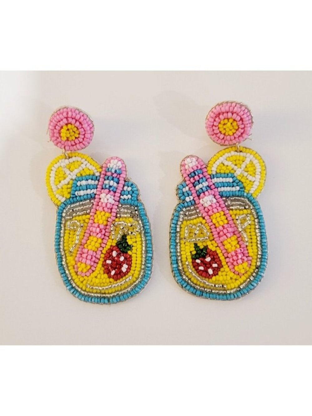 Simply Noelle Pink Lemonade Earrings Beaded